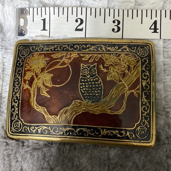 Owl in a tree brass buckle - Picture 2 of 4